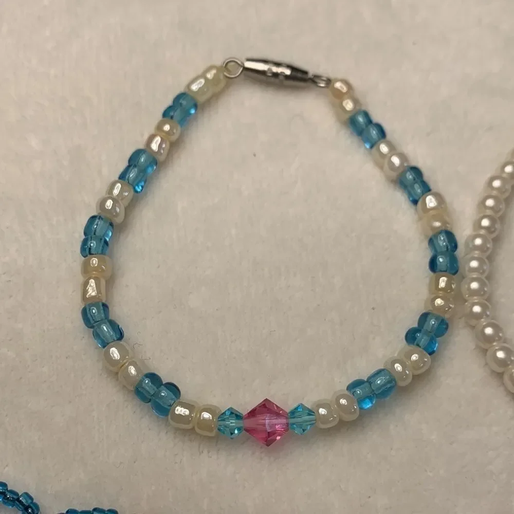 Set of Girls Multi Colored Crystal and Beaded Bracelets - Four in Total